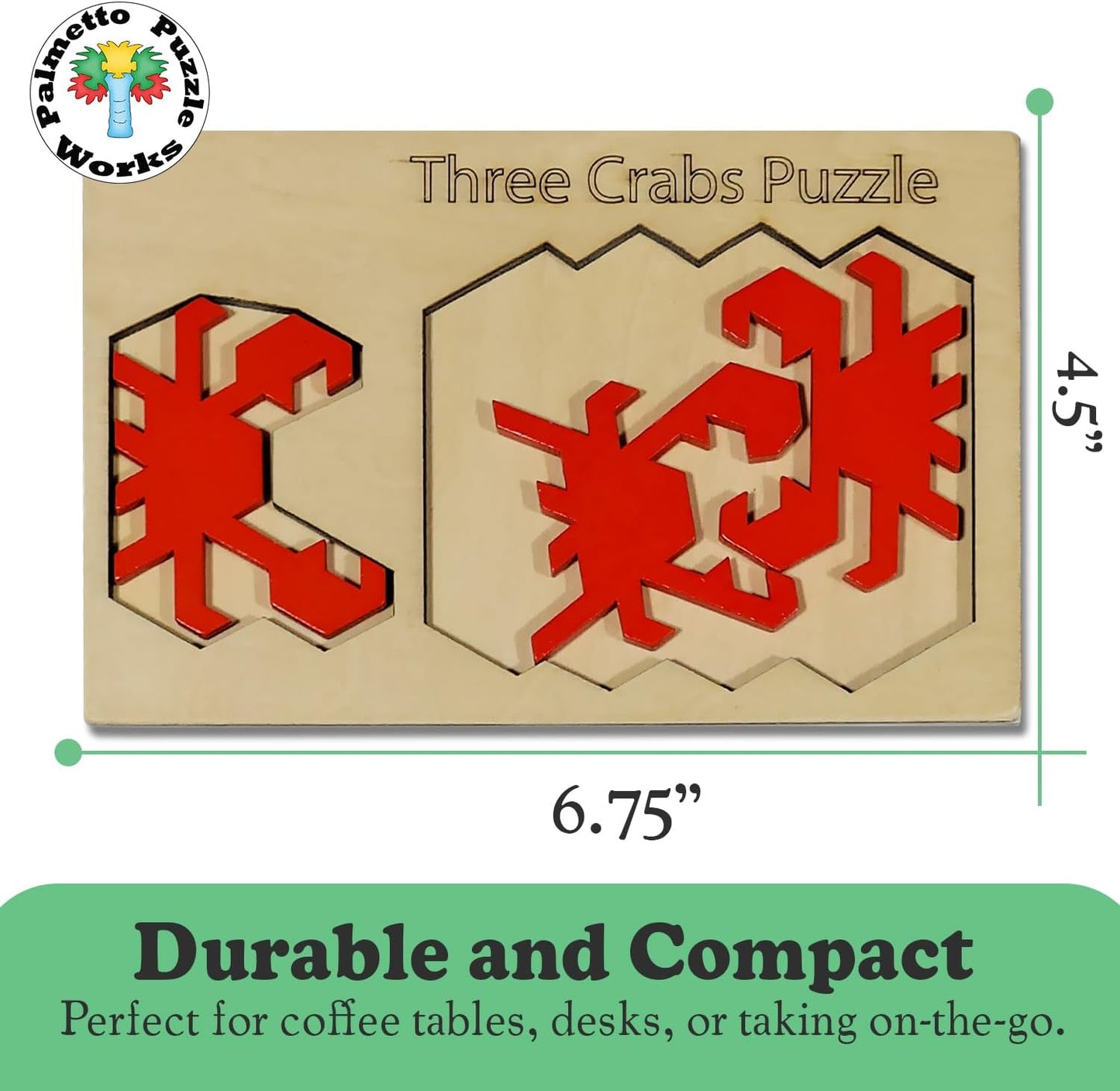 Three Crabs Puzzle - Wooden Brain Teaser for Teens & Adults | Educational Family Games & Unique Classroom Gifts
