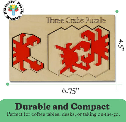 Three Crabs Puzzle - Wooden Brain Teaser for Teens & Adults | Educational Family Games & Unique Classroom Gifts