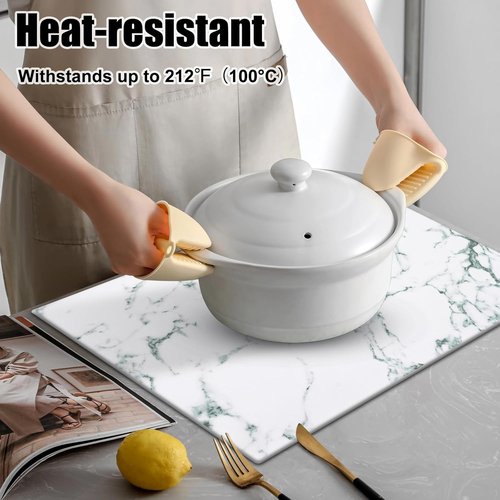 Homaxy Faux Leather Placemats - Heat Resistant & Waterproof | Set of 6, Easy to Clean, 11.8" x 17", Marble