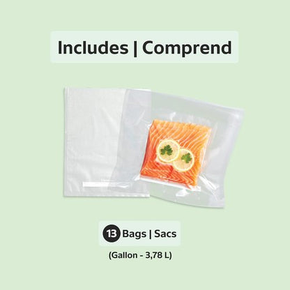 FoodSaver 1-Gallon Vacuum Seal Bags - BPA-Free Multilayer for Food Preservation & Sous Vide, 13 Count | Clear