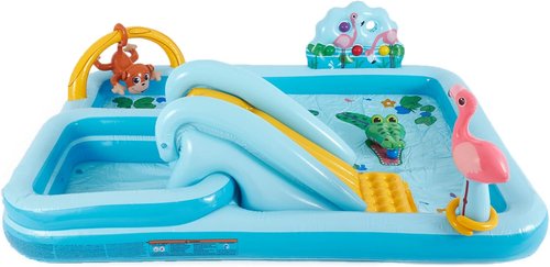 Intex Inflatable Jungle Adventure Play Center - 96" x 78" x 28" Kiddie Pool & Water Slide for Kids
