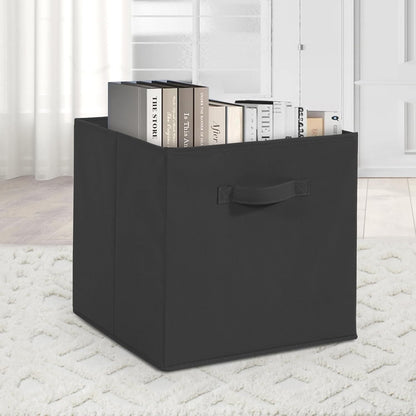 Skiennix 11x11 Storage Bins - Set of 3 Collapsible Fabric Organizers with Handles | Black