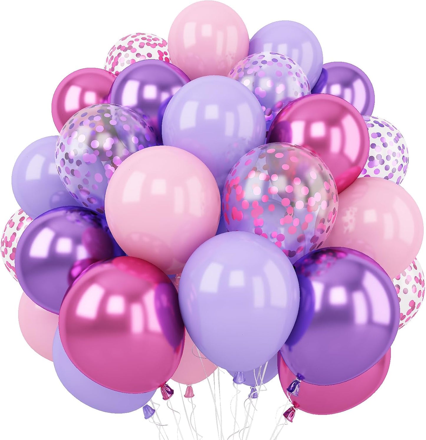 Togvu 12-Inch Metallic Purple Pink Balloons - 60 Pack Lavender & Light Pink Latex for Parties