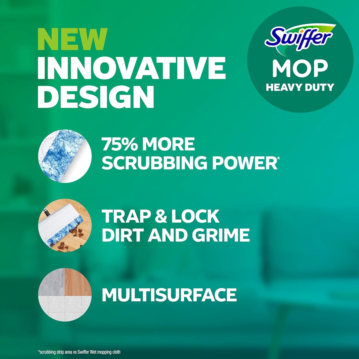 Swiffer Heavy Duty Mop Refills - Multi-Surface Cleaning Cloths with Gain & Unstopables Scents | 30 Count