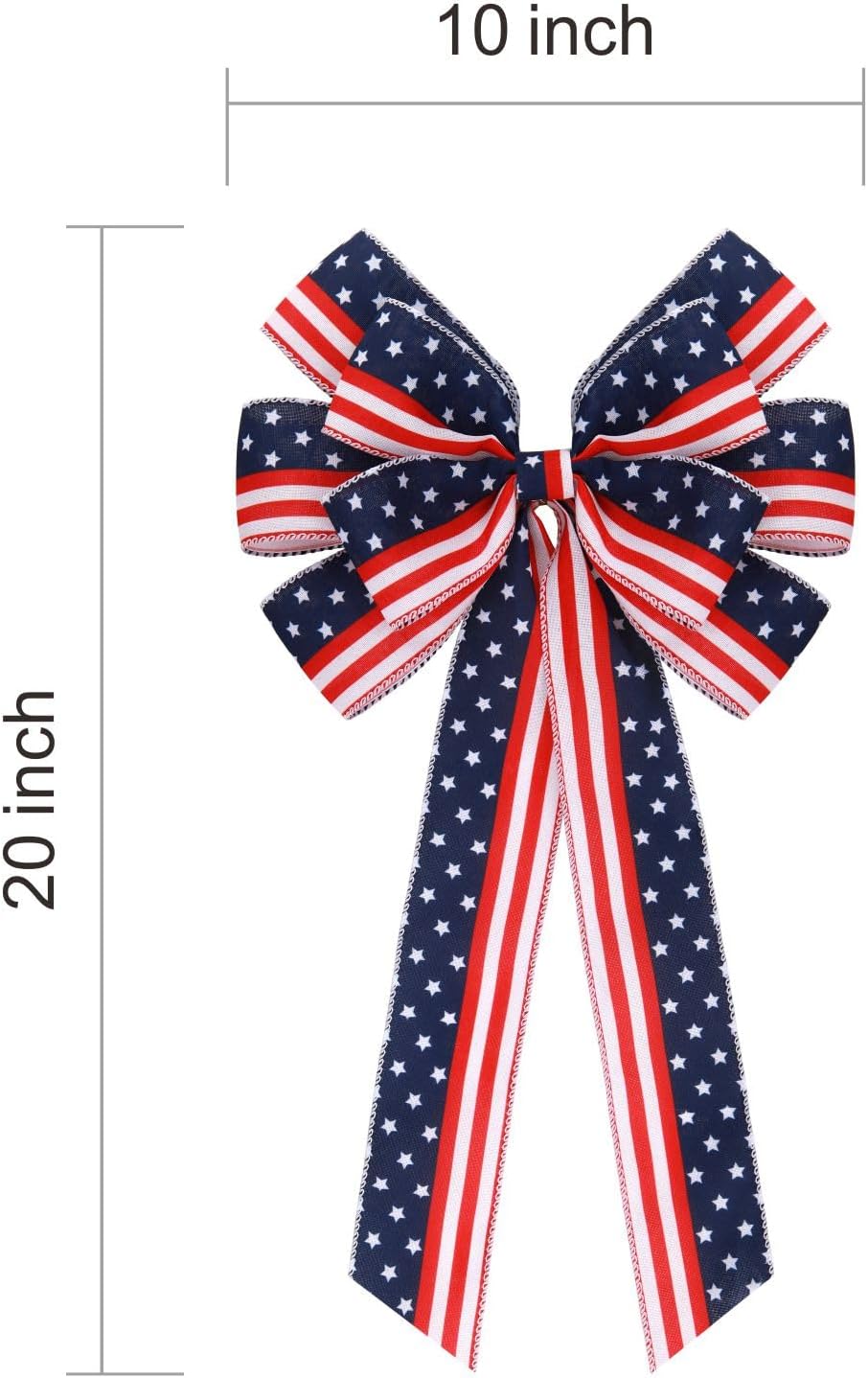 Meseey Extra Large Patriotic Bows - Waterproof American Flag Stars & Stripes Decor | 4th of July Party Bunting (Red, White, Blue)