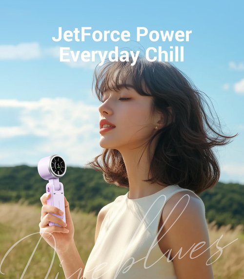 Diveblues Portable Handheld Turbo Fan, 5 Gear Wind, Battery Operated, Up to 12 Working Hours, 3 IN 1 Hand Fan with Air Turbo Tech Cooling Fan for Outdoor Activities, Travel, Working