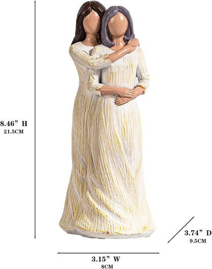 BUTILIVEEN Hugging Mom Daughter Figurines - Hand-Painted Resin Statue | Perfect Gift for Mother's Day, Christmas, Birthdays - 8 Inch