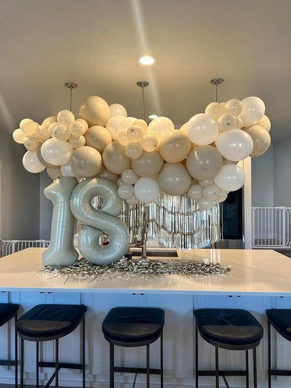10 Balloons Number - 10th Birthday Decorations for Boys & Girls | Cream 40-Inch Balloons for Celebrations