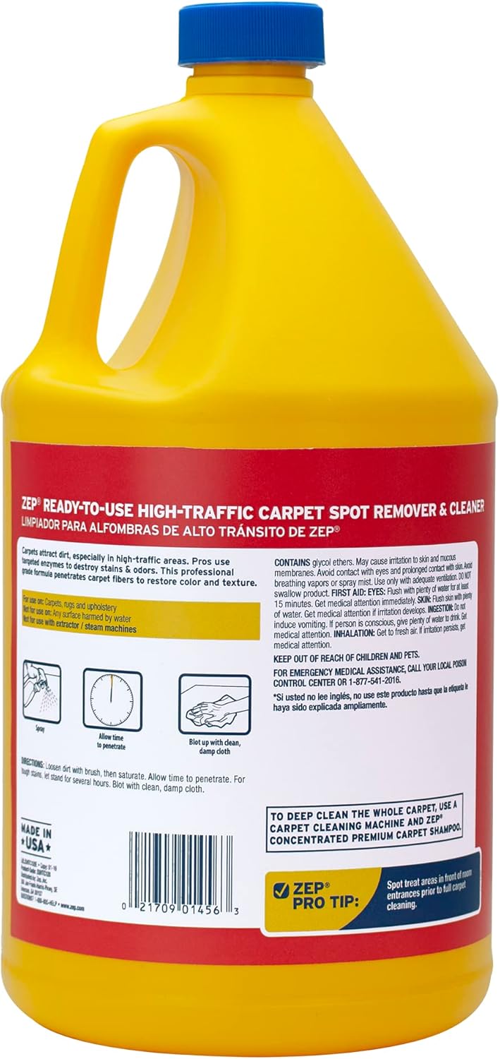 Zep High Traffic Carpet Cleaner - 1 Gallon | Deep Penetrating Formula for Stain Removal