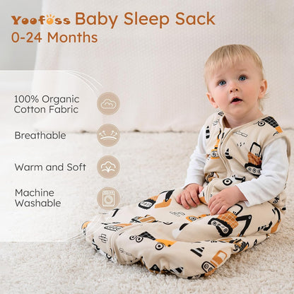 Yoofoss Baby Sleep Sack | 1.5 Tog Wearable Blanket for 6-12 Months | 100% Organic Cotton, Warm & Soft