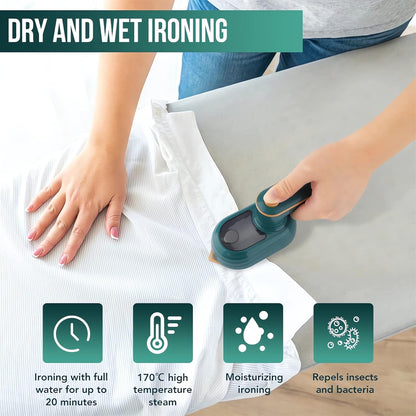 Skiennix Portable Steam Iron - 2023 Mini Travel Iron for Clothes | Foldable Handheld Design (Green)