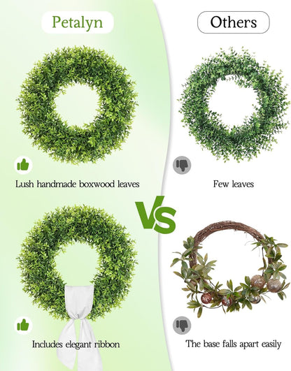 Boxwood Wreath - 26 Inch Large Artificial Greenery for Year-Round Indoor & Outdoor Decor | Farmhouse Style