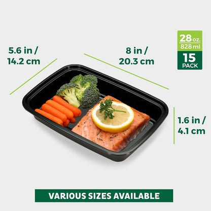 Freshware Meal Prep Containers - 15 Compartment Food Storage Boxes | BPA-Free, Stackable, 28 oz