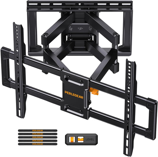 Perlegear Full Motion TV Wall Mount - Heavy Duty for 42-90" TVs Up to 132lbs | Tool-Free Tilt & Swivel