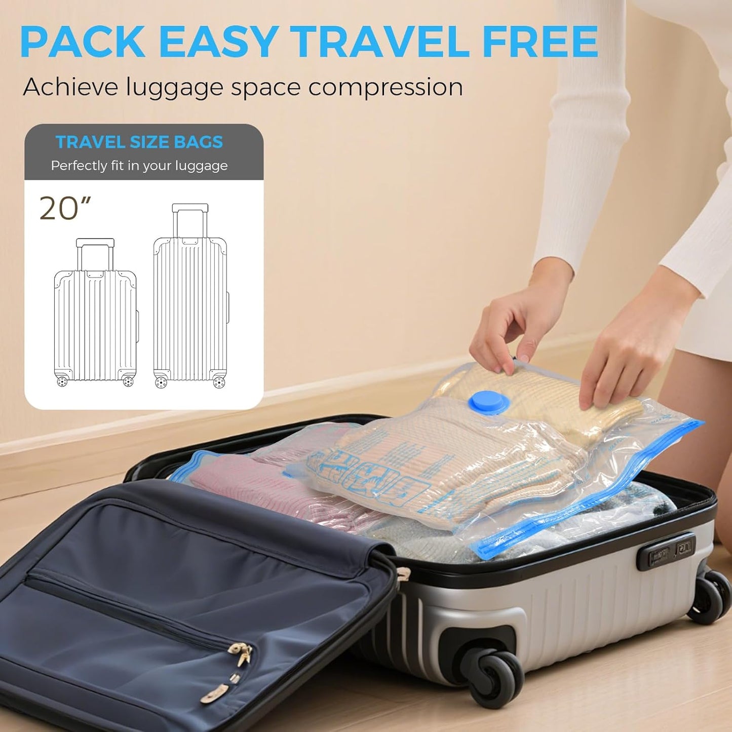 Skiennix Vacuum Seal Bags - 12 Pack Clothing Storage Bags with Portable Electric Pump | Space Saver for Travel