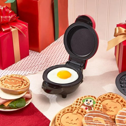 DASH Multimaker - Versatile Waffle Iron & Griddle with 7 Removable Plates | Mini Holiday Waffles (Red)