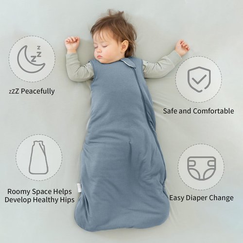 BubblePanda Rayon Made from Bamboo Sleep Sack 6-12 Months Supersoft Toddler Sleep Sack 1.0 Tog Breathable Baby Wearable Blanket with 2-Way Zipper Unisex Sleeping Bag for Babies