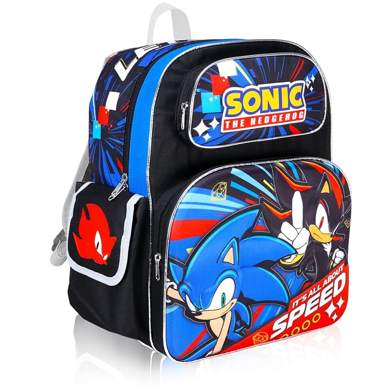 Sonic the Hedgehog Backpack & Lunch Box Set for Boys – 16in Insulated Lunch Bag