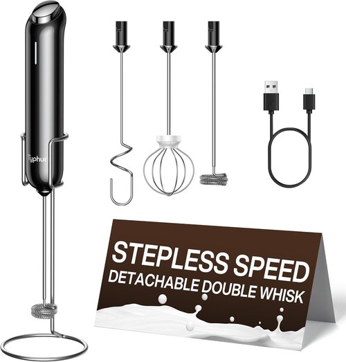 InstaWhisk Milk Frother - Rechargeable Electric Drink Mixer with Variable Speed & Detachable Whisk | Perfect for Lattes, Cappuccinos, Matcha