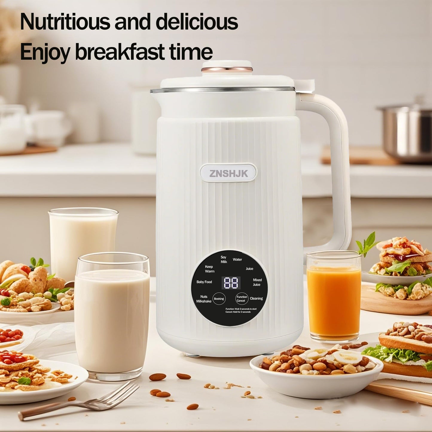 Nut Milk Maker Machine 40oz (1.2L) | 8-in-1 Almond, Oat, Soy, Rice Milk Maker, Plant-Based Milk & Smoothies, Soy Milk Maker with Delay Start, Keep Warm, Self-Cleaning, Boil Water, Baby Food & Juicer