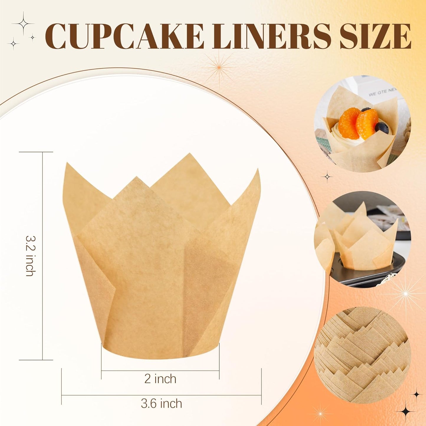 NPLUX Tulip Cupcake Liners - 200PCS Greaseproof Muffin Wrappers for Baking | Perfect for Parties & Holidays