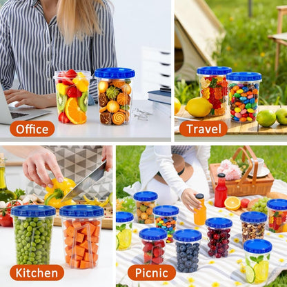 Skiennix 34oz Reusable Freezer Storage Containers - Airtight Twist Top Lids | 15 Pack Clear Plastic Meal Prep Solutions