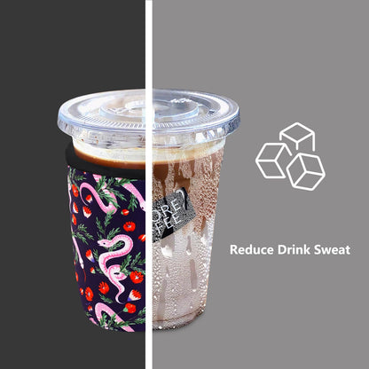 3 Pack Reusable Sleeve for Iced Coffee Cup, Coffee Neoprene Sleeve for Iced&Hot Drinks, Coffee Sleeve Compatible with Starbucks, Dunkin Coffee.(Mysterious Snake)