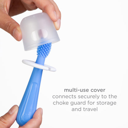 Ubbi Grow with Me Toothbrush Training Set for Babies and Toddlers, Includes One 360° Food-Grade Platinum Silicone and One Soft Bristled Toothbrush, Polaris Blue and Zest Green
