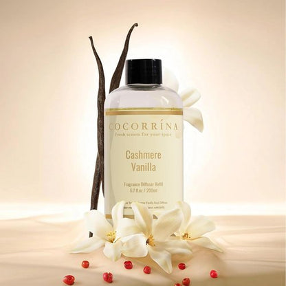 COCORRÍNA Reed Diffuser Refill - Cashmere Vanilla 6.7 Fl. Oz | Includes 8 Reeds for Lasting Fragrance