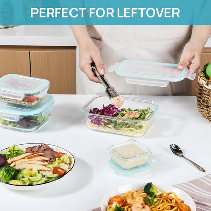 Vtopmart Glass Storage Containers Set - 8 Pack with Lids & 6 Pack Plastic Soup Containers