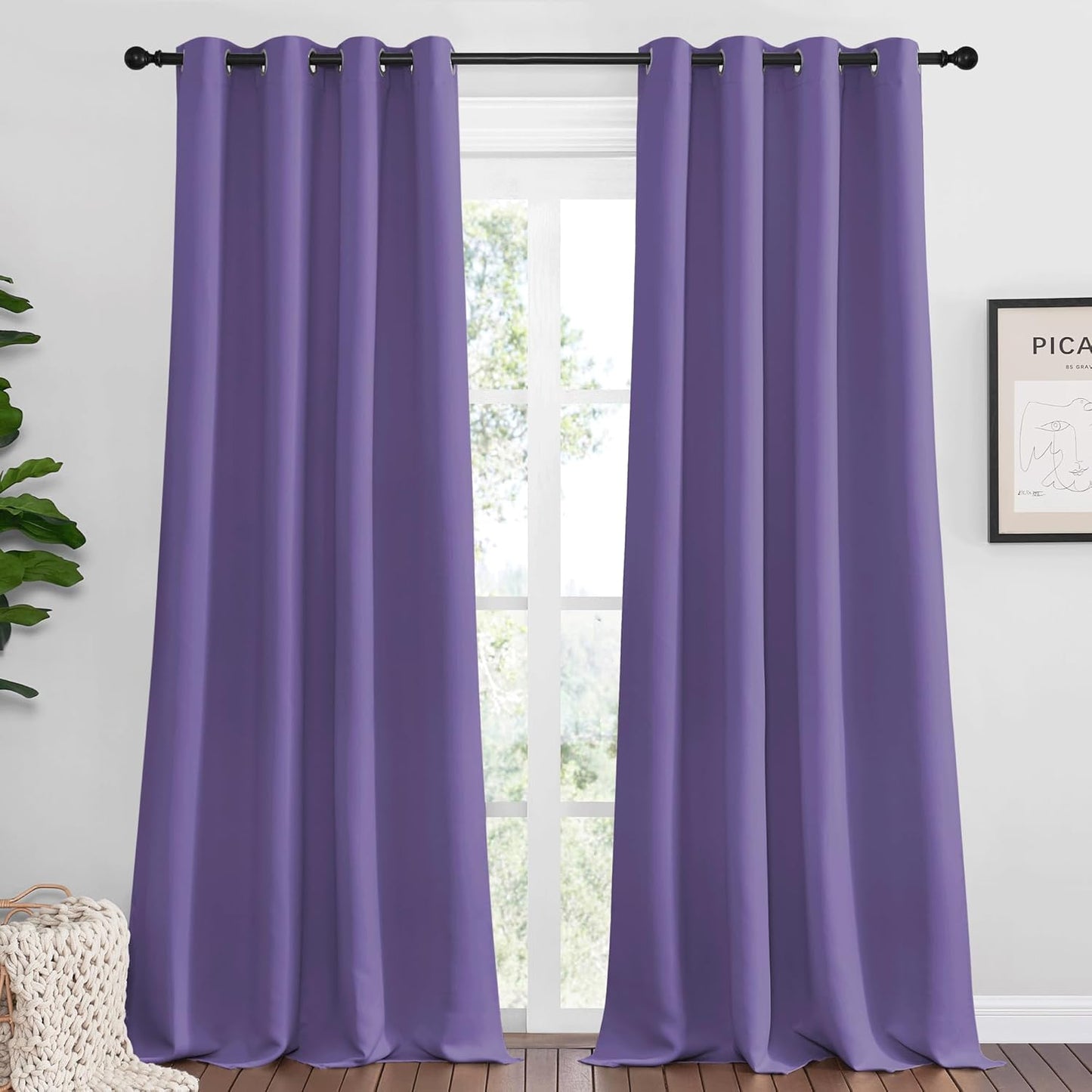 NICETOWN Blackout Curtains - Lilac Purple, 108" Long x 55" Wide, 2 Pieces | Sound Reducing, Heat & Cold Blocking Panels for Modern Decor