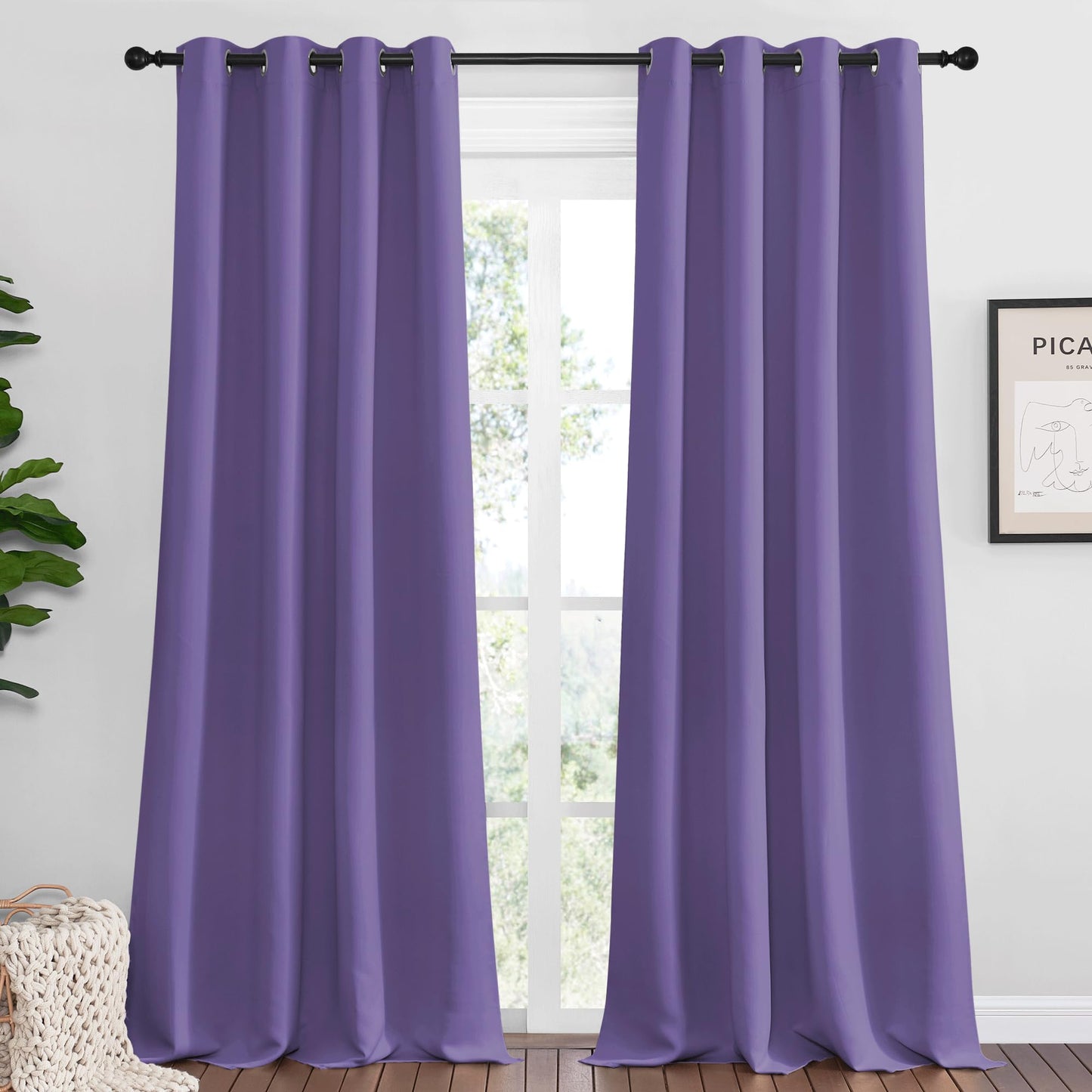 NICETOWN Lilac Purple Blackout Curtains 102" Long, 55" Wide, 2 Pieces for Office, Dining, Guest Room - Sound Reducing, Heat and Cold Block Panels for Modern Decorative