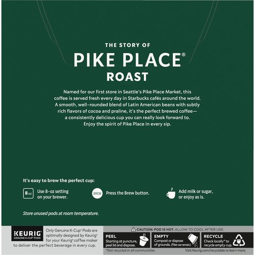 Starbucks Coffee K-Cup Pods for Keurig Brewers, Pike Place Roast, Medium Roast (32 Count (Pack of 4))