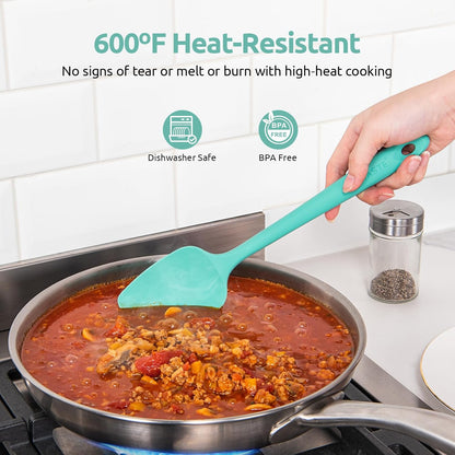U-Taste Silicone Spatula Set - 600°F Heat Resistant Kitchen Tools | Teal/Aqua Sky Color