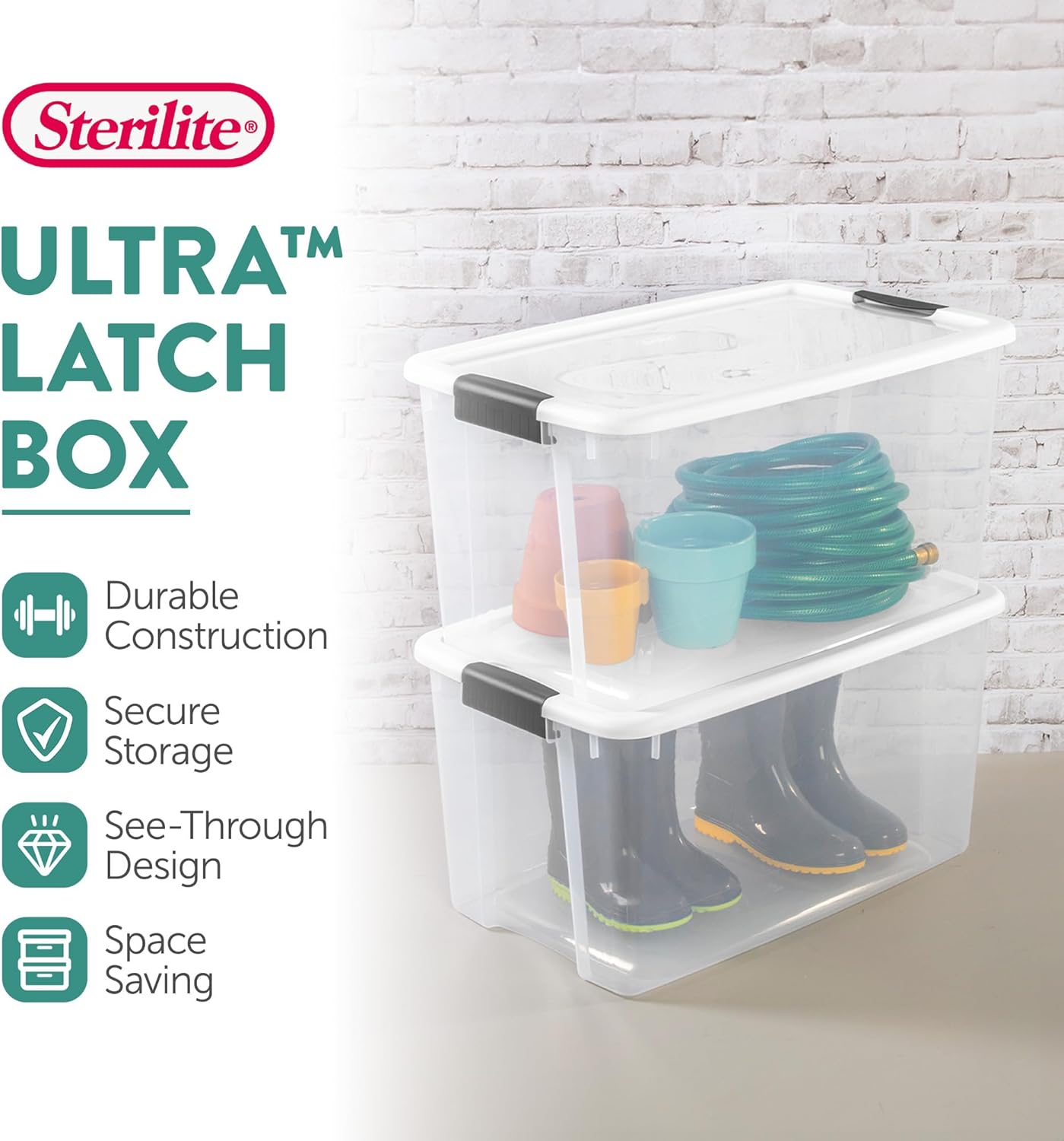 Sterilite 20-Pack Ultra Latching Storage Bins - Heavy-Duty Clear Plastic Containers, 70 Quart