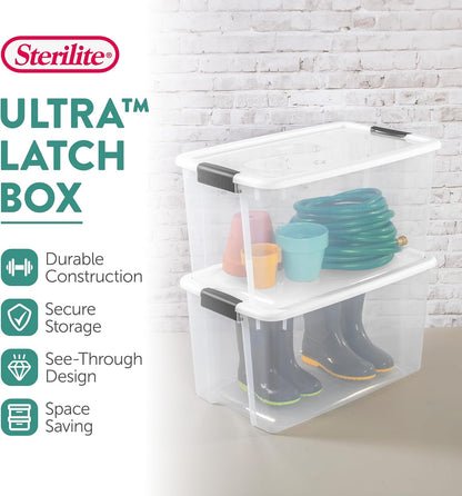 Sterilite 20-Pack Ultra Latching Storage Bins - Heavy-Duty Clear Plastic Containers, 70 Quart