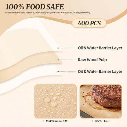JAZB Parchment Paper Sheets - 400 Pcs Non-Stick Baking Paper for Bread, Cakes & Cookies | 12x16 Inches