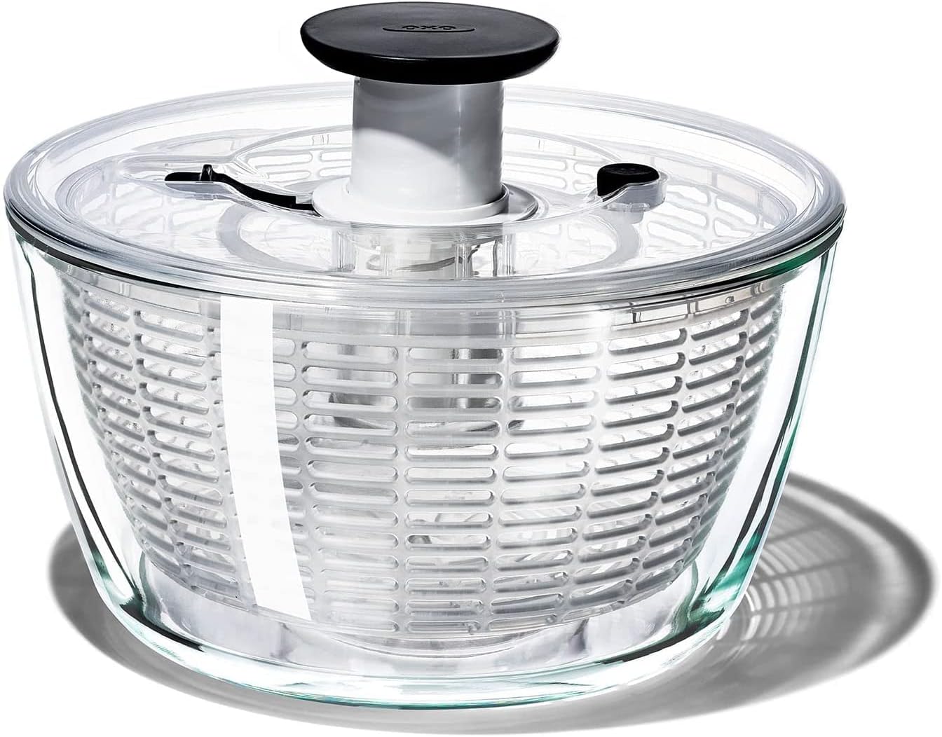 OXO Good Grips Glass Salad Spinner - Large 6.22-Qt BPA-Free Lettuce & Fruit Washer with Easy Pump