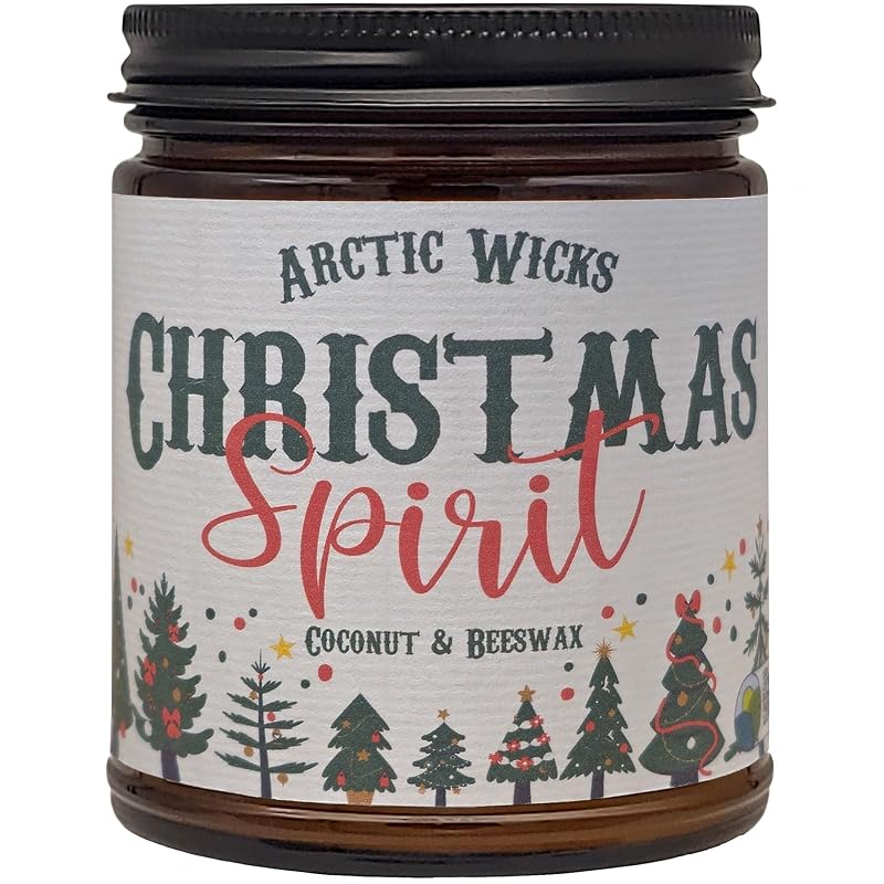 Coconut Beeswax Candle 9oz Amber, Non-Toxic Clean Burn – Scented Christmas Spirit