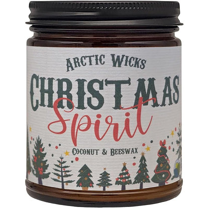 Coconut Beeswax Candle 9oz Amber, Non-Toxic Clean Burn – Scented Christmas Spirit
