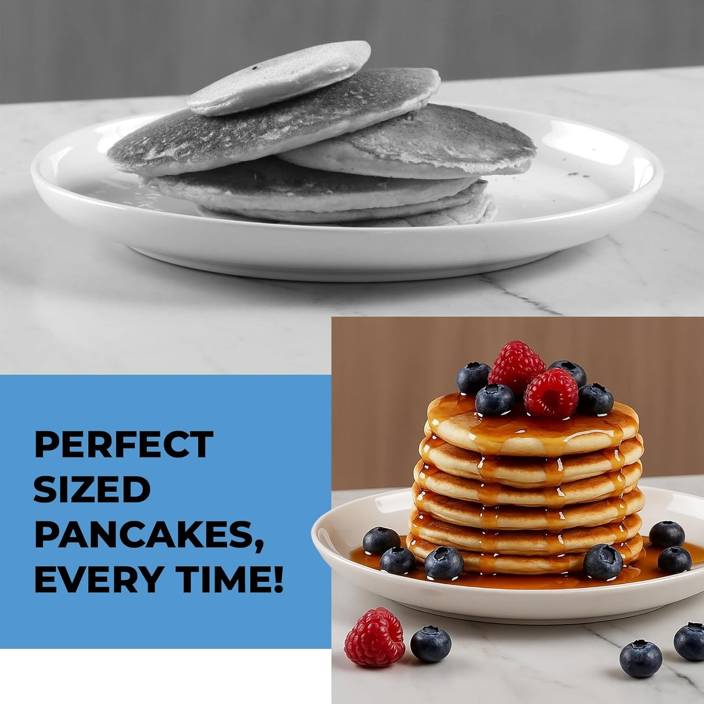 Skiennix Pancake Batter Dispenser - Easy Pour Tool for Perfect Pancakes, Waffles & Muffins - Red