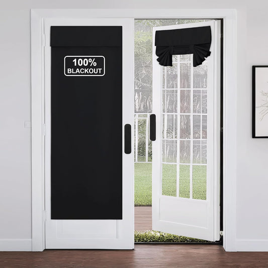 NICETOWN Blackout French Door Curtains - 100% Thermal Insulated Window Covering, 26W x 72L Inches