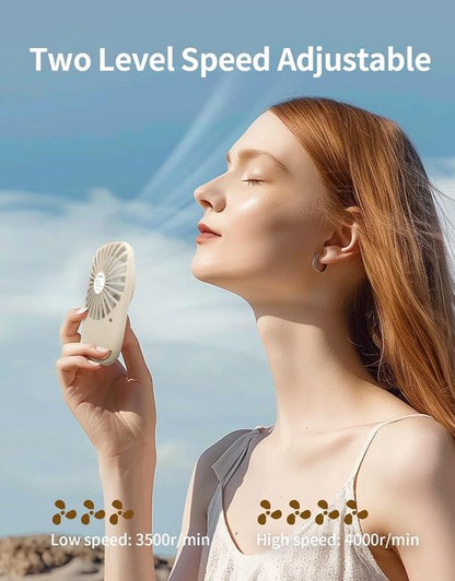 Aluan Handheld Mini Fan - Powerful Portable USB Rechargeable Eyelash Fan for Home & Travel - Beige