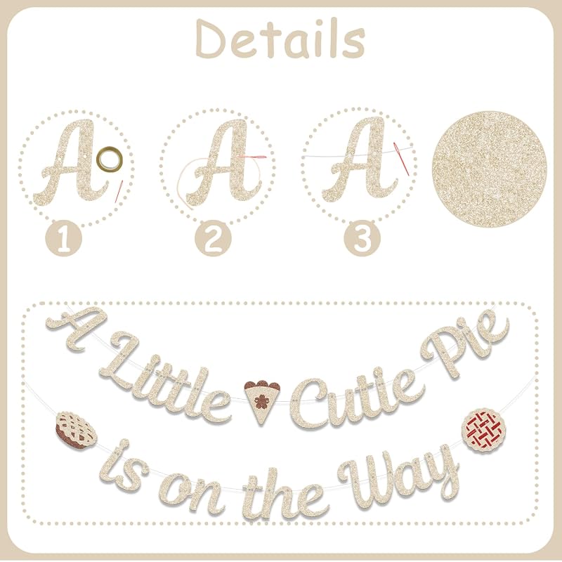 A Little Cutie Pie Is On The Way Banner — Champagne Gold Baby Shower Decor