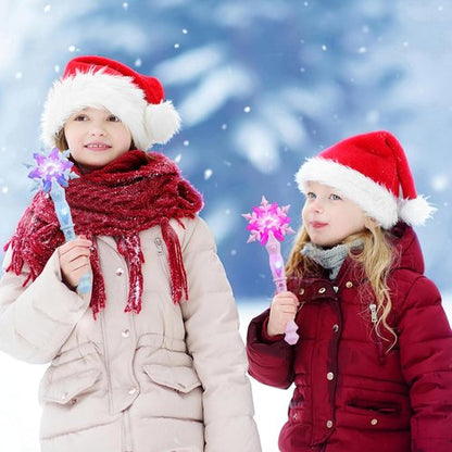 EnrichFun Light Up Frozen Snowflake Wand - Motion Sensitive Magic Princess Toy for Kids | 4 Pack (2 Blue & 2 Pink)