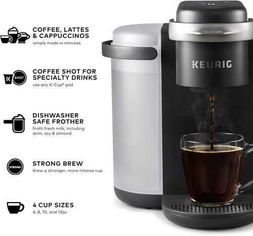 Keurig K-Cafe Coffee Maker - Single-Serve Latte & Cappuccino Machine with Dishwasher Safe Frother | Dark Charcoal