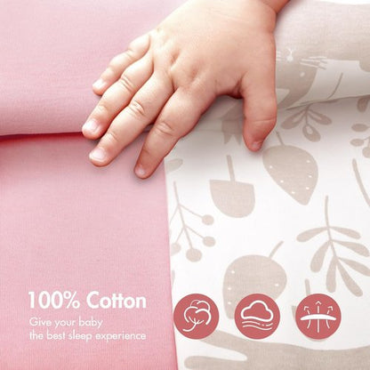 ANYEDDE Newborn Swaddle Sleep Bag - Arms Up Design, Removable Cuffs, 0-3 Months, Pink Bunny