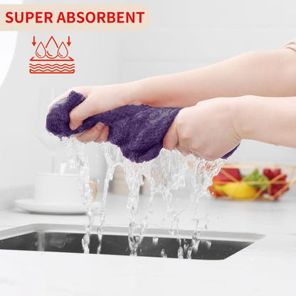 Homaxy Kitchen Dish Towels - Ultra Soft 100% Cotton Waffle Weave, Quick Drying, 13 x 28 Inches, 4-Pack, Eggplant