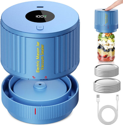 Regine Switzerland Electric Mason Jar Vacuum Sealer Kit - Black & Blue for Fresh Food Storage