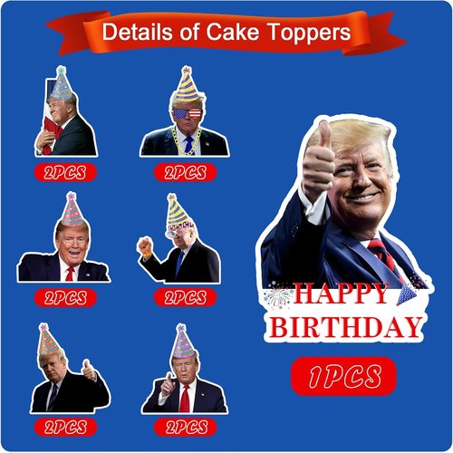 Make Birthdays Great Again Party Decorations Kit - Red & Blue Balloons, Banner & Cake Toppers for Patriotic Themes